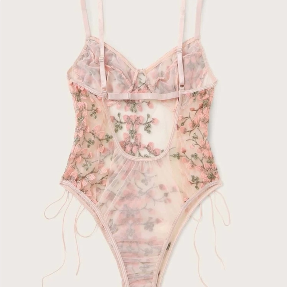 Lace Mesh Floral One Piece Bodysuit Lingerie Top - Picture 8 of 16